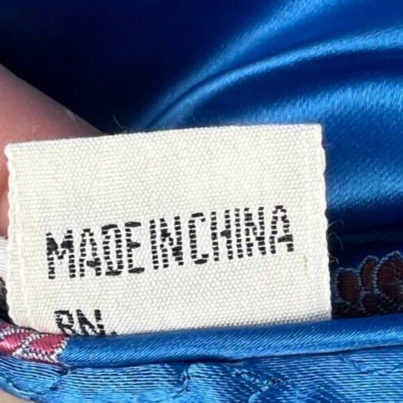 Vintage Women's Blue Black Reversible Satin Pankou Asian Blazer Size Large - Picture 11 of 12